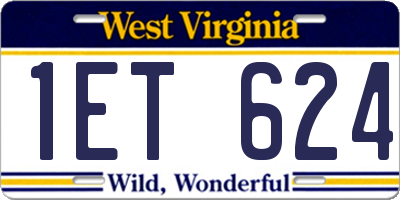 WV license plate 1ET624