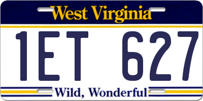 WV license plate 1ET627