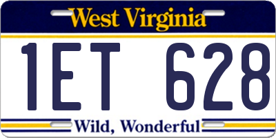 WV license plate 1ET628