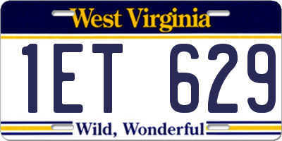 WV license plate 1ET629