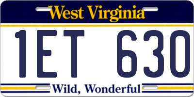 WV license plate 1ET630