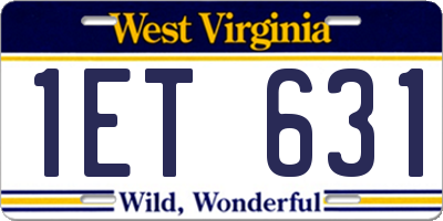 WV license plate 1ET631