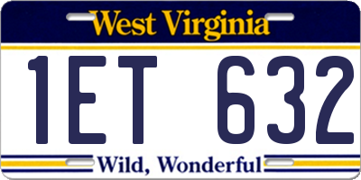 WV license plate 1ET632