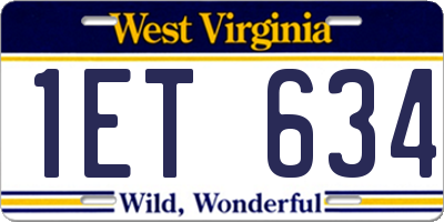 WV license plate 1ET634