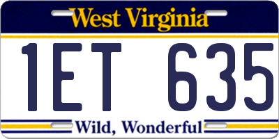 WV license plate 1ET635