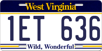 WV license plate 1ET636
