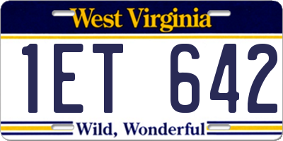 WV license plate 1ET642