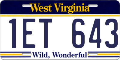 WV license plate 1ET643