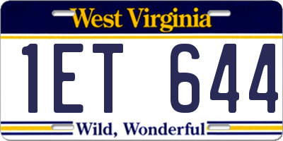 WV license plate 1ET644