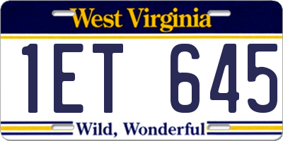 WV license plate 1ET645