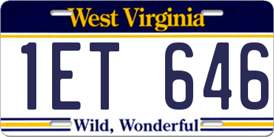 WV license plate 1ET646