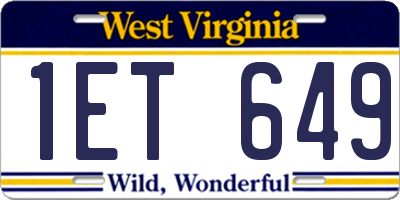 WV license plate 1ET649