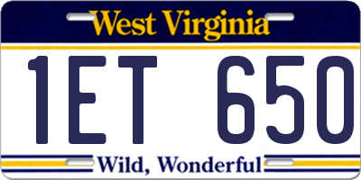 WV license plate 1ET650