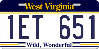 WV license plate 1ET651