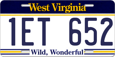 WV license plate 1ET652