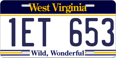 WV license plate 1ET653