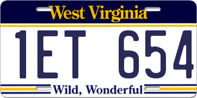 WV license plate 1ET654