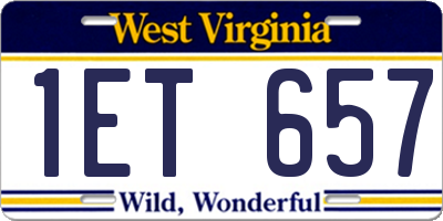 WV license plate 1ET657