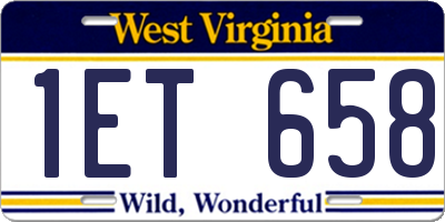 WV license plate 1ET658