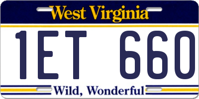 WV license plate 1ET660