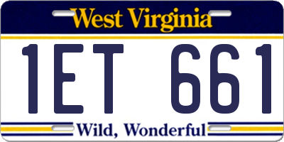 WV license plate 1ET661