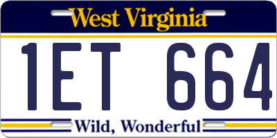 WV license plate 1ET664