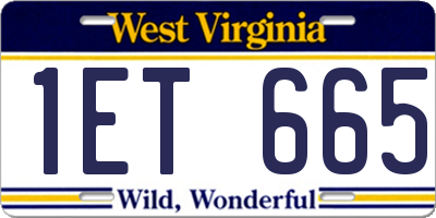 WV license plate 1ET665