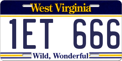 WV license plate 1ET666