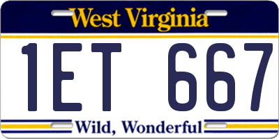 WV license plate 1ET667