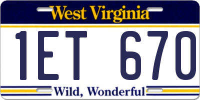 WV license plate 1ET670