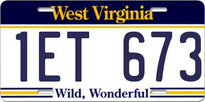 WV license plate 1ET673