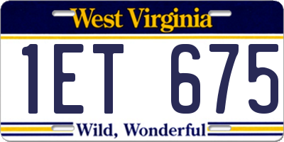 WV license plate 1ET675