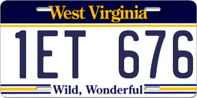 WV license plate 1ET676