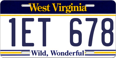 WV license plate 1ET678