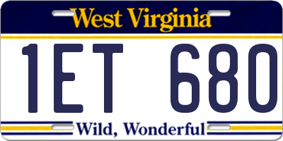 WV license plate 1ET680