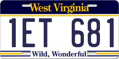 WV license plate 1ET681