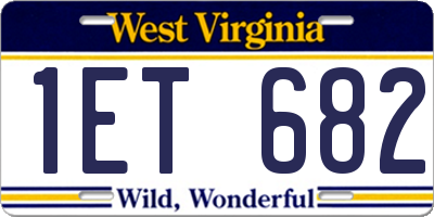 WV license plate 1ET682