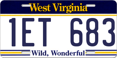 WV license plate 1ET683