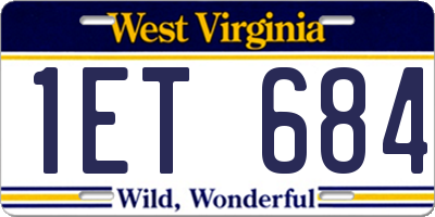 WV license plate 1ET684