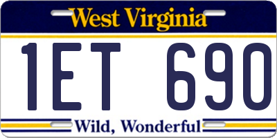 WV license plate 1ET690