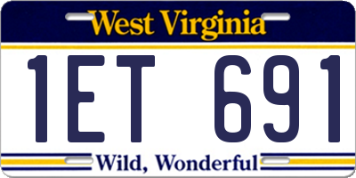 WV license plate 1ET691