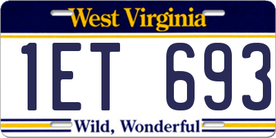 WV license plate 1ET693