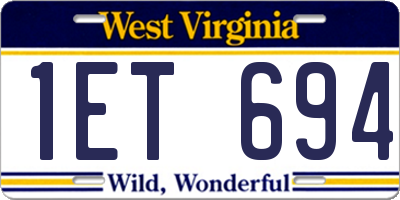 WV license plate 1ET694