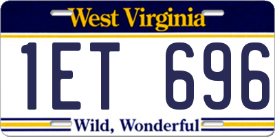 WV license plate 1ET696