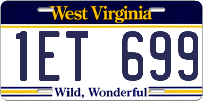 WV license plate 1ET699
