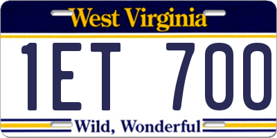 WV license plate 1ET700