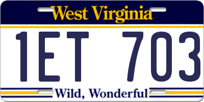 WV license plate 1ET703