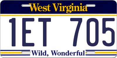 WV license plate 1ET705