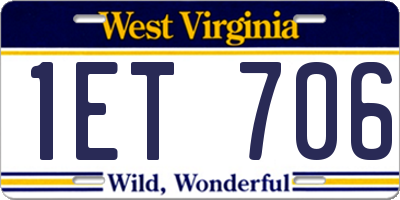 WV license plate 1ET706
