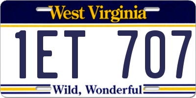 WV license plate 1ET707